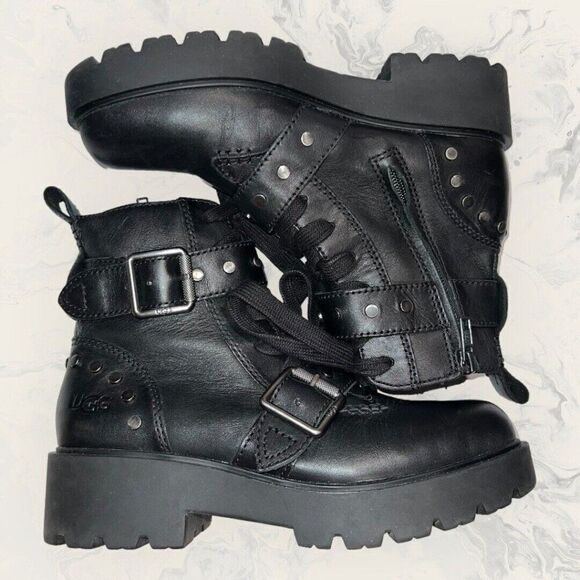 UGG Black Ankle Boots with Buckle Detail - Picture 5 of 8
